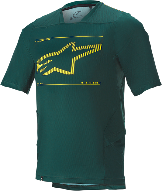 Alpinestars Drop 6.0 short-sleeve jersey in green, size XL, featuring breathable fabric and sporty design.