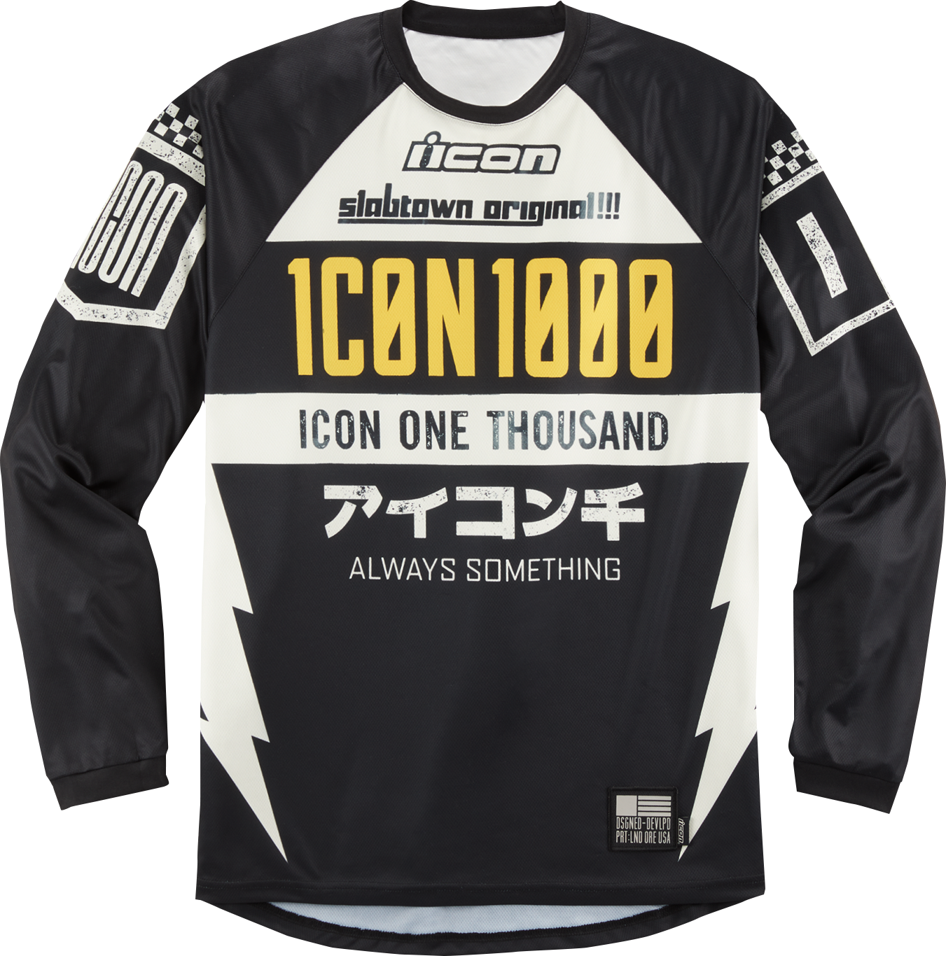 Black ICON Slabtown™ Jersey in Medium size from Bill's Exhausts, displayed on a plain background.