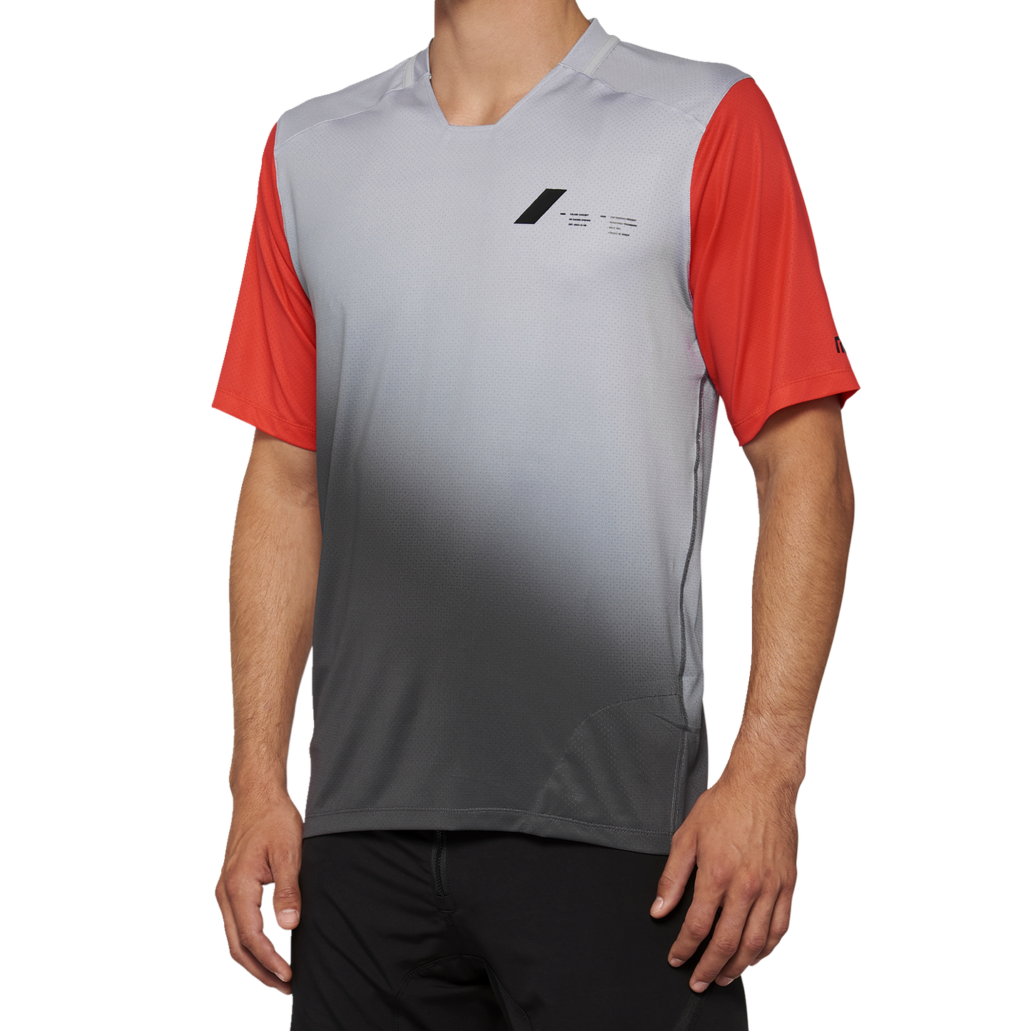 Gray and racer red short-sleeve Celium Jersey by Bill's Exhausts featuring breathable fabric and stylish design, size XL.