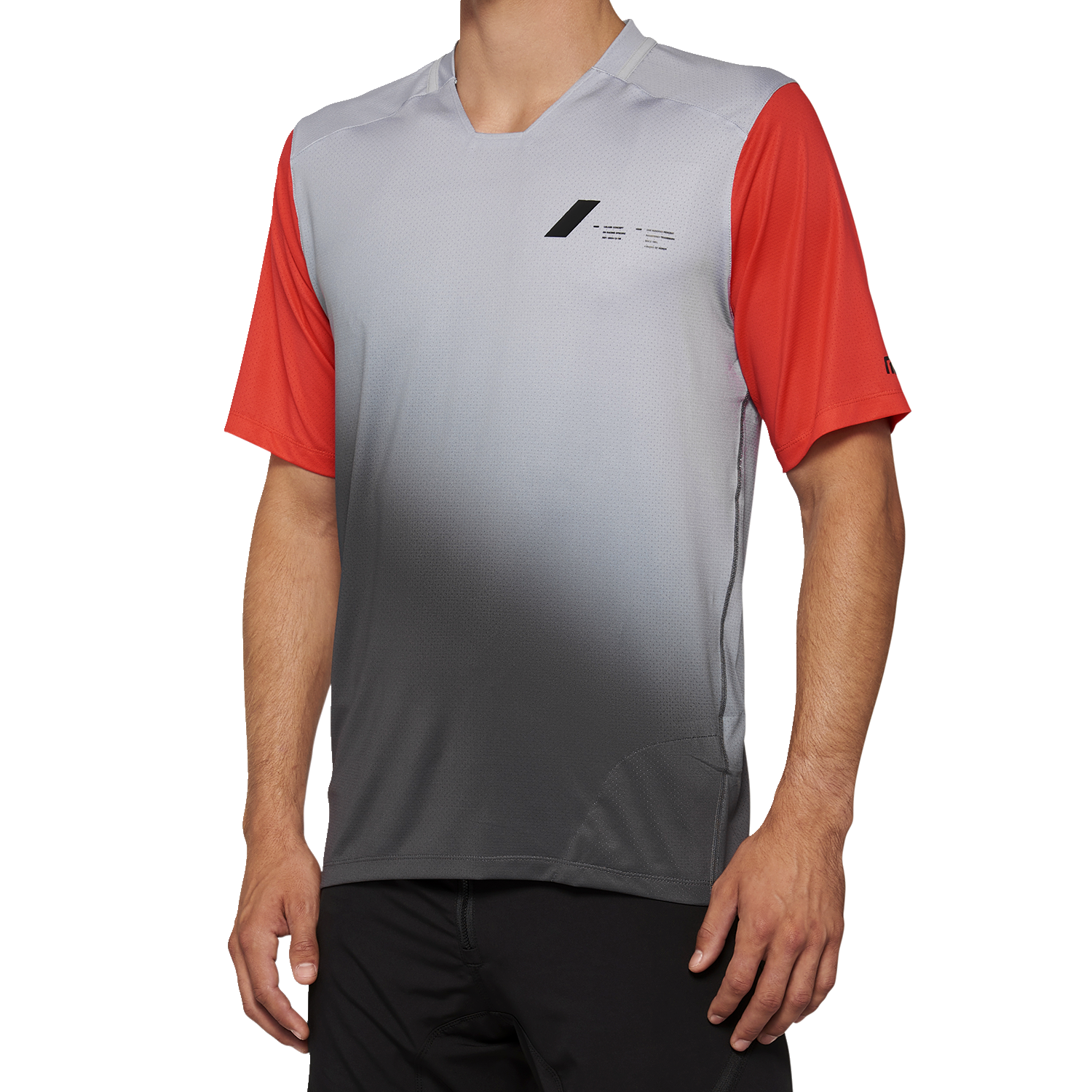 Gray and racer red short-sleeve Celium Jersey by Bill's Exhausts featuring breathable fabric and stylish design, size XL.