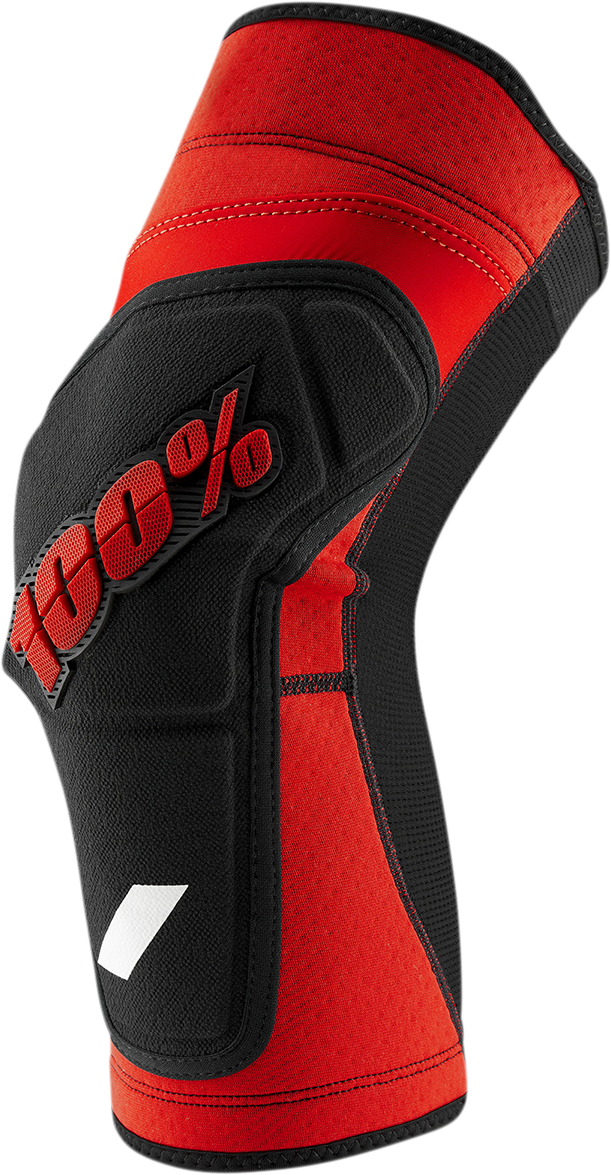 Bill's Exhausts Ridecamp Knee Guards in red and black, large size, with padded protective design for riding comfort and safety.