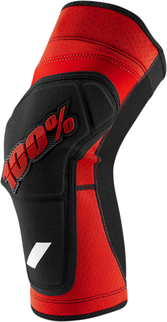 Bill's Exhausts Ridecamp Knee Guards in red and black, large size, with padded protective design for riding comfort and safety.