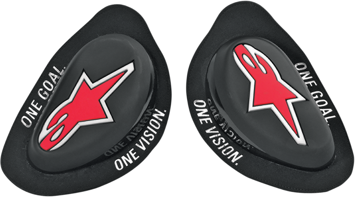 Alpinestars GP Knee Sliders in black, designed for motorcycle racing, with a sleek, durable construction for optimal performance.