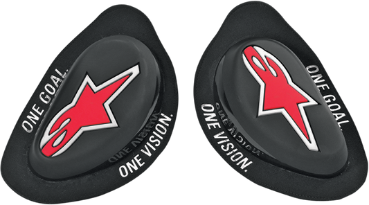Alpinestars GP Knee Sliders in black, designed for motorcycle racing, with a sleek, durable construction for optimal performance.