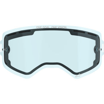 Alpinestars Supertech dual lens in blue for goggles, featuring a clear and durable design for motorcycle racing.