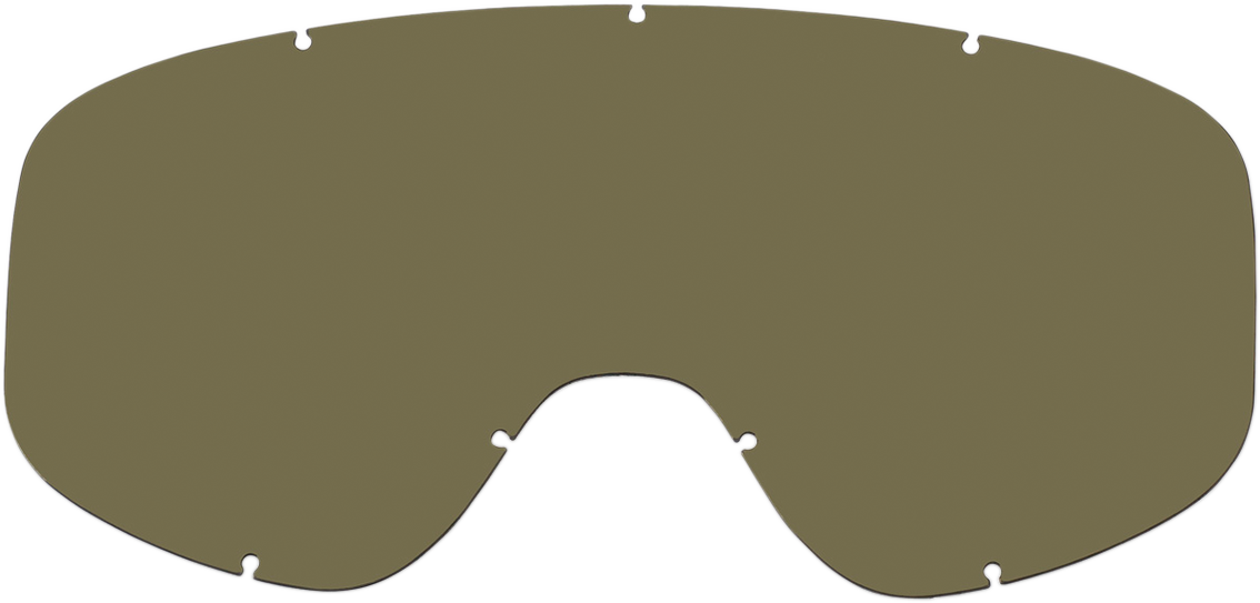 Gold Biltwell Moto 2.0 lens for motorcycle helmets, designed by Bill's Exhausts, shown on a reflective surface.