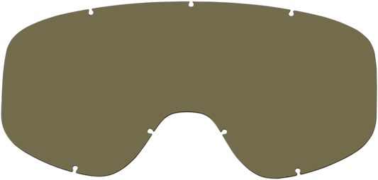 Gold Biltwell Moto 2.0 lens for motorcycle helmets, designed by Bill's Exhausts, shown on a reflective surface.
