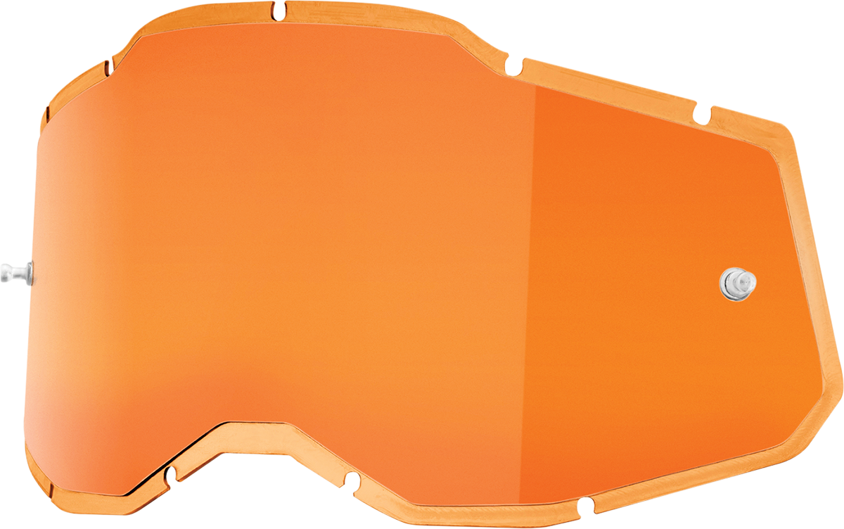 Bill's Exhausts injected persimmon lens for Accuri 2, Racecraft 2, and Strata 2 helmets, featuring vibrant orange tint.