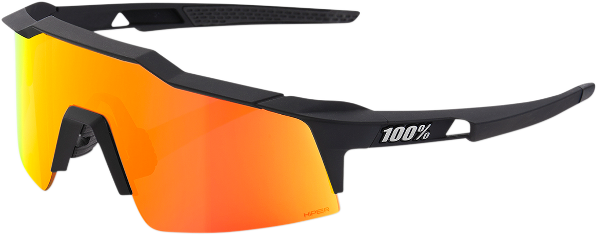 Bill's Exhausts 100% Speedcraft XS sunglasses lenses in black with red mirror finish, designed for sporty, stylish eye protection.