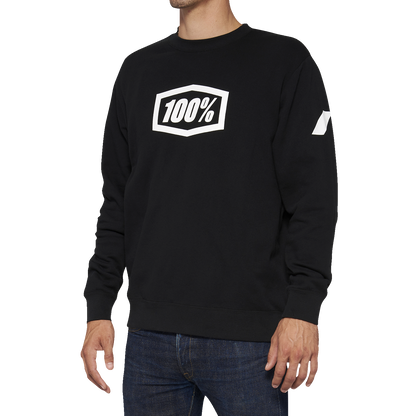 Black Bill's Exhausts 100% Icon long-sleeve fleece sweatshirt in medium size, featuring a comfortable fleece fabric and logo design.