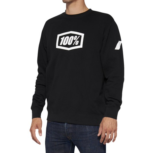 Black Bill's Exhausts 100% Icon long-sleeve fleece sweatshirt in medium size, featuring a comfortable fleece fabric and logo design.