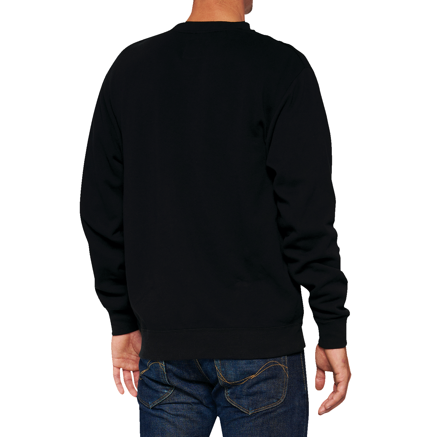 Bill's Exhausts black 100% Icon long-sleeve fleece sweatshirt in medium, displayed flat with ribbed cuffs and logo detail.