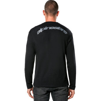 Black Alpinestars Inclinate Mesh Long-Sleeve T-Shirt in 2XL, featuring breathable mesh fabric and classic design.