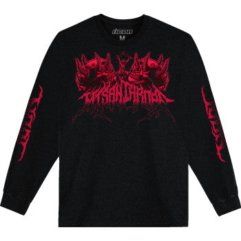 Black ICON Misanthrope™ long-sleeve T-shirt by Bill's Exhausts in 2XL, featuring the brand logo and graphic design.