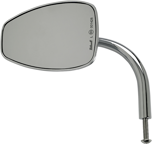 Chrome BILTWELL Tear Drop Mirror, designed for motorcycles, with a sleek, reflective surface and durable mounting hardware.