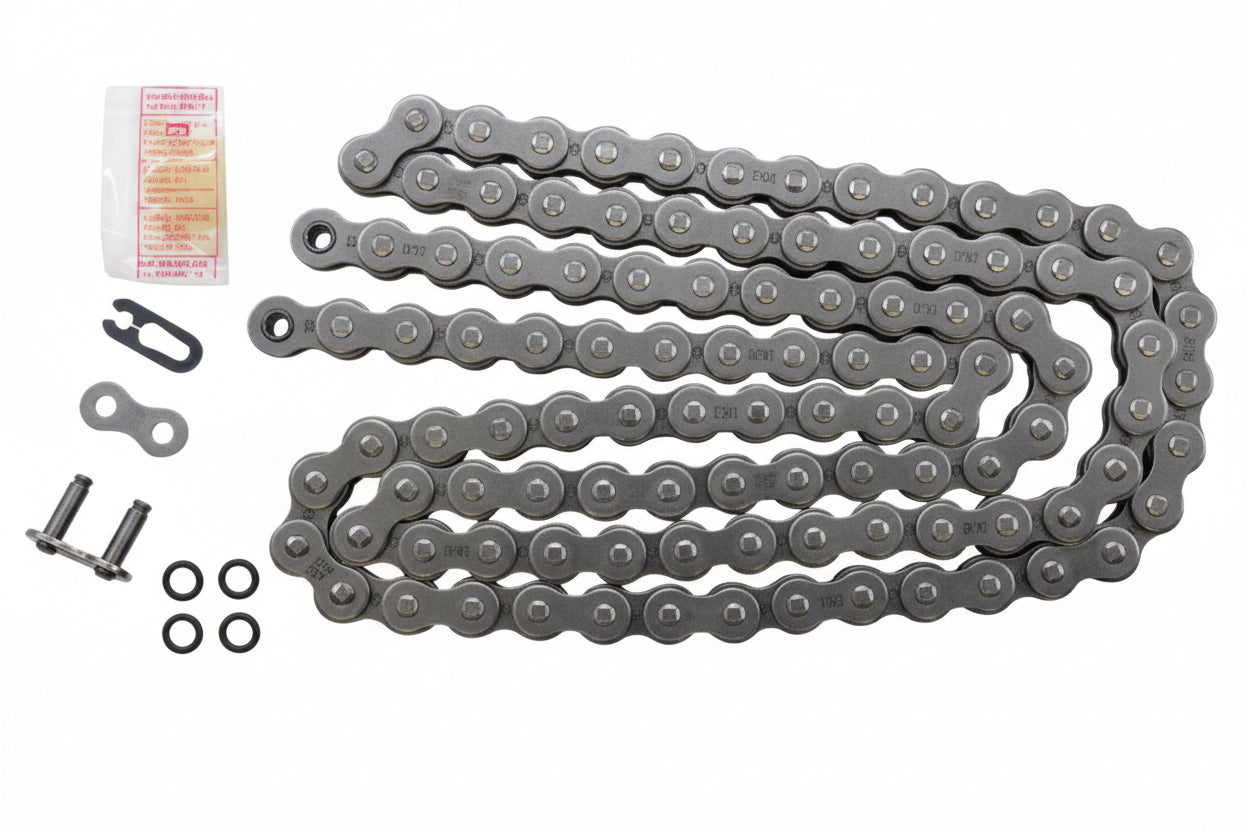 Bill's Exhausts Ninja 400 sprocket and chain set kit, includes sprockets and chain for motorcycle drivetrain upgrade.