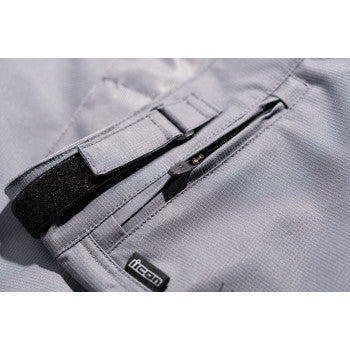 Gray ICON PDX3™ Overpant by Bill's Exhausts in Medium, featuring durable fabric and adjustable waist for motorcycle riding comfort.