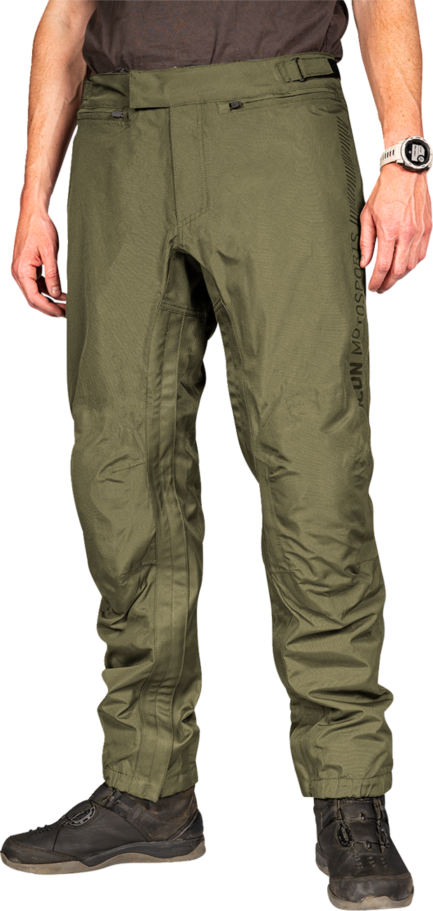Bill's Exhausts ICON PDX3™ Overpant in olive, small size, showing durable overpant with adjustable waistband and reinforced knees.