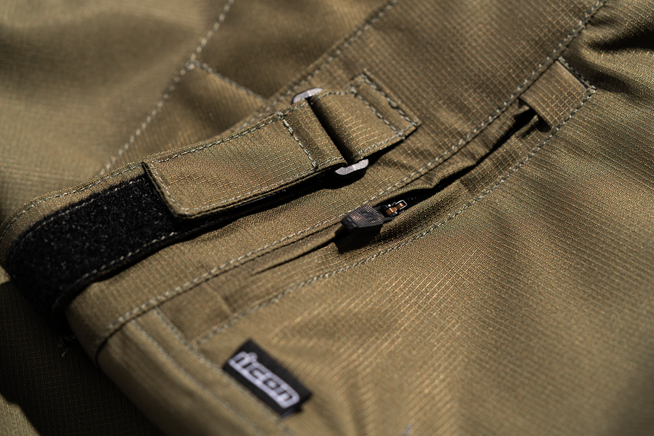 Bill's Exhausts ICON PDX3™ Overpant in olive, XS size, showing durable motorcycle overpants with reinforced knee areas.