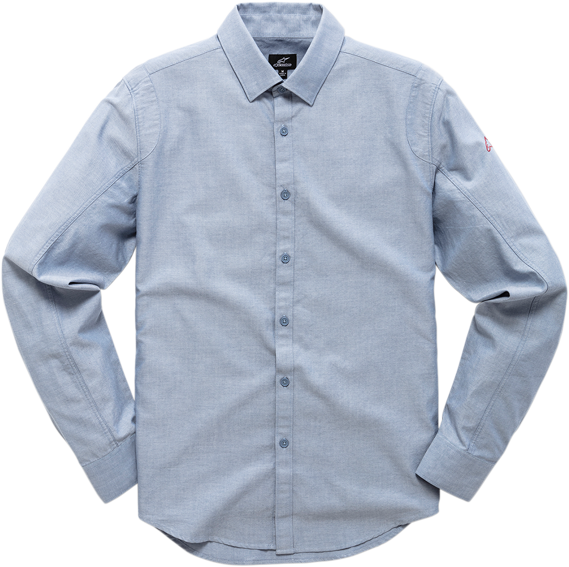 Blue Alpinstars Ambition II Oxford Shirt in medium size, featuring a classic collar and button-down design, from Bill's Exhausts.