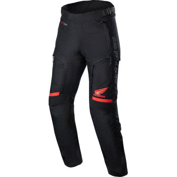 Alpinestars Honda Bogotà Pro Drystar® motorcycle pants in black and red, 2XL, with protective armor and reinforced areas.
