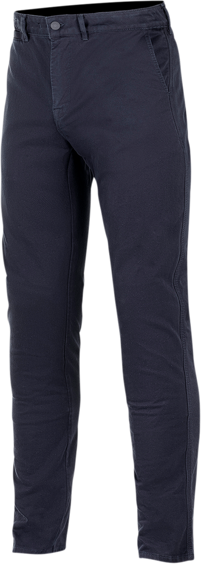 Blue Alpinestars Motochino v2 motorcycle pants with reinforced panels, US 32/EU 48, designed for durability and rider protection.