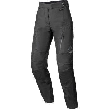 Alpinestars Stella ST-1 waterproof motorcycle pants in black, size large, featuring durable fabric and waterproof design.