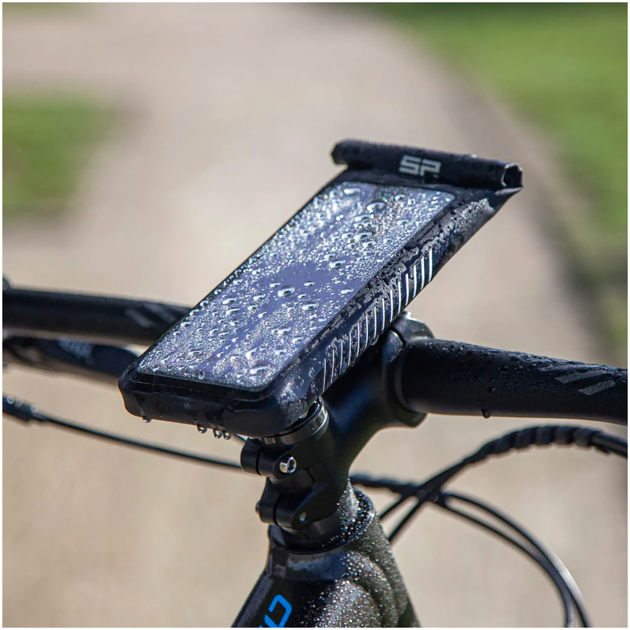 Bill's Exhausts SP CONNECT SPC+ universal medium phone case shown on a phone, designed for secure protection and easy access.