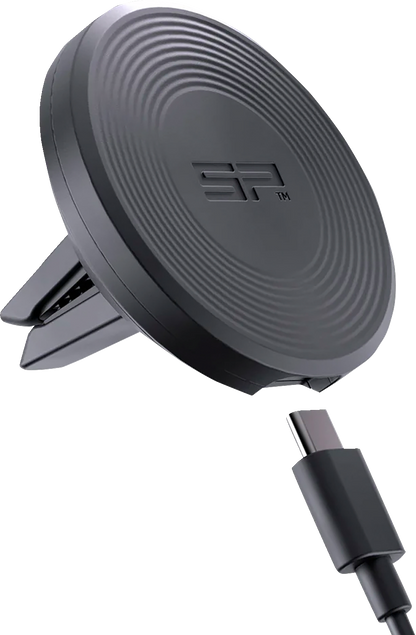 Bill's Exhausts SP CONNECT vent mount for phones with SPC+ charging, securely attaches to vehicle air vents.