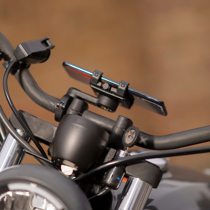 Bill's Exhausts SP CONNECT Phone Holder Kit SPC+ with universal clamp for secure smartphone mounting.