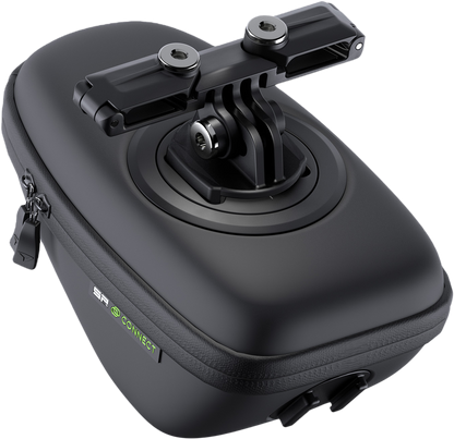 Bill's Exhausts SP CONNECT Saddle Case Set 53133 for phone, black protective case with saddle design, attached to motorcycle handlebar