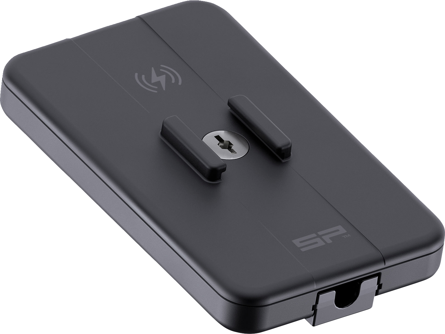 Bill's Exhausts SP CONNECT Wireless Charging Module for phone, compact black device with charging port and indicator lights