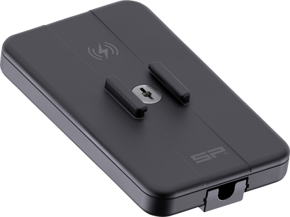 Bill's Exhausts SP CONNECT Wireless Charging Module for phone, compact black device with charging port and indicator lights