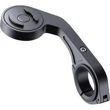Black SP CONNECT handlebar mount for phones, compatible with various device sizes, mounted on a bicycle handlebar.