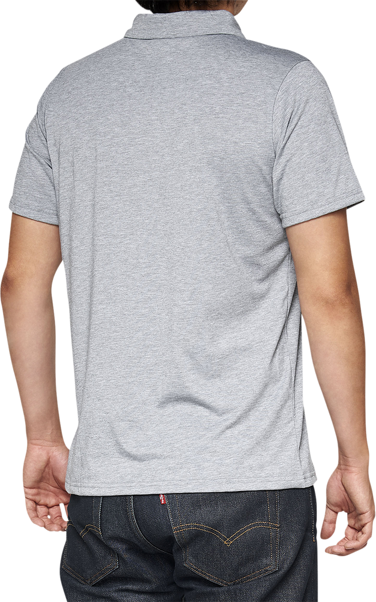Bill's Exhausts 100% Corpo polo shirt in Heather Gray and White, small size, casual men's polo with branding.
