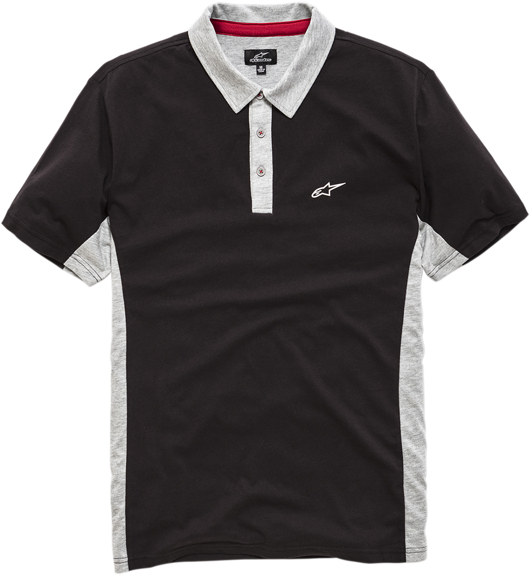 Alpinestars Champion Polo Shirt in black and Heather Gray, 2XL, featuring a classic fit and brand logo on the chest.