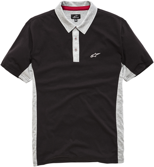 Alpinestars Champion Polo Shirt in black and Heather Gray, 2XL, featuring a classic fit and brand logo on the chest.