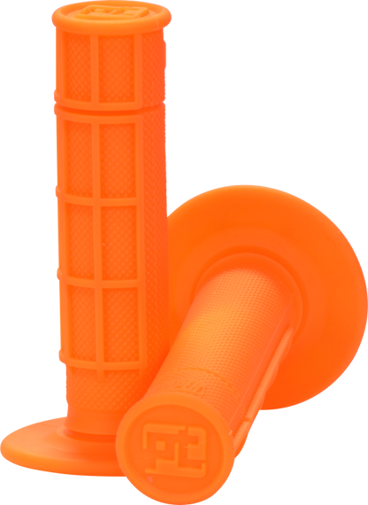 ProTaper 1/2 Waffle Grips in neon orange by Bill's Exhausts, motorcycle handlebar grips with textured waffle pattern.