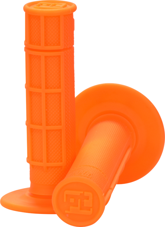 ProTaper 1/2 Waffle Grips in neon orange, motorcycle handlebar grips by Bill's Exhausts with textured waffle pattern.