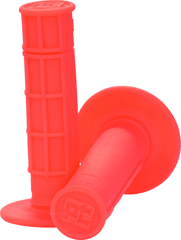 ProTaper 1/2 Waffle Grips in Neon Red from Bill's Exhausts, featuring textured rubber surface for improved grip.