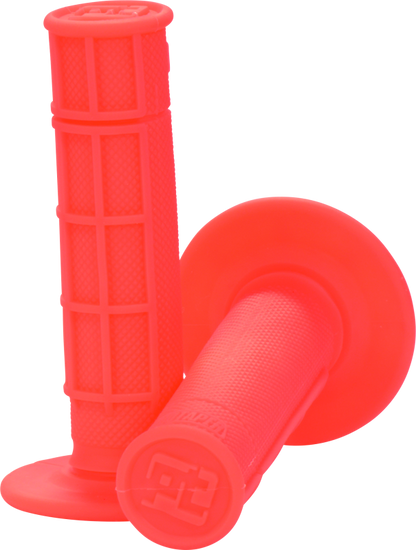 ProTaper 1/2 Waffle Grips in Neon Red from Bill's Exhausts, featuring textured rubber surface for improved grip.