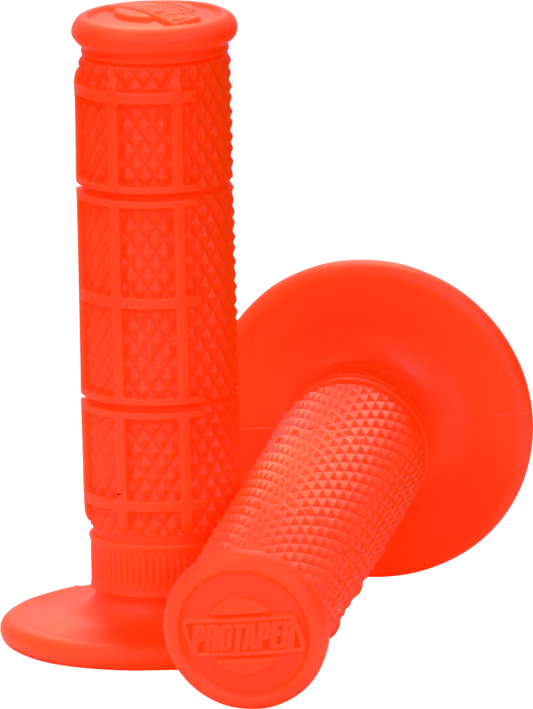 Orange ProTaper 1/3 waffle grips, motorcycle handlebar grips by Bill's Exhausts with textured surface for enhanced grip.