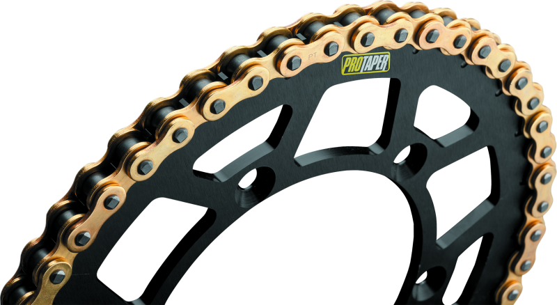 ProTaper Chain 420MX 134L for motorcycle, shown in black with metal links, designed for high-performance riding.