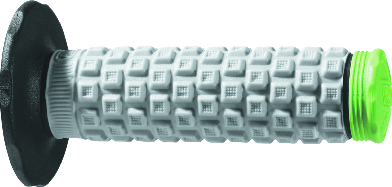 ProTaper Pillow Top Grips in black, gray, and green on a motorcycle handlebar for comfortable grip and control.