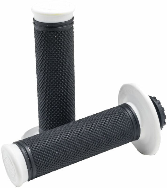 ProTaper Pro Series Clamp-On Full Diamond handlebar grips in white and black, designed for motorcycles by Bill's Exhausts.
