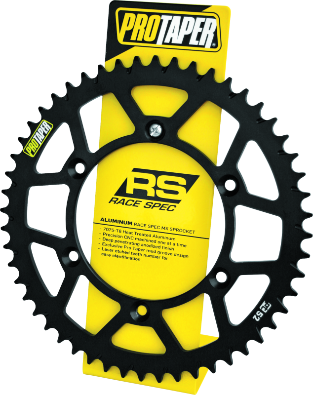 ProTaper Pro Taper Sprocket Pop Display from Bill's Exhausts showing a colorful motorcycle sprocket on a stand
