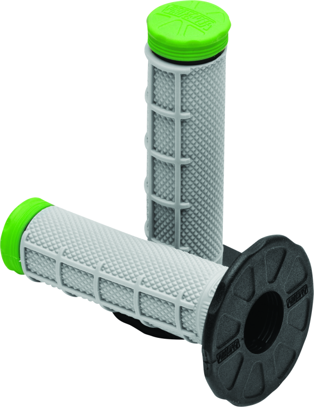 Green ProTaper Tri Density MX 1/2 Waffle Grips for motocross bikes, featuring textured rubber for improved grip and control.
