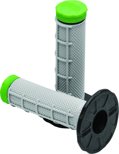 Green ProTaper Tri Density MX 1/2 Waffle Grips for motocross bikes, featuring textured rubber for improved grip and control.