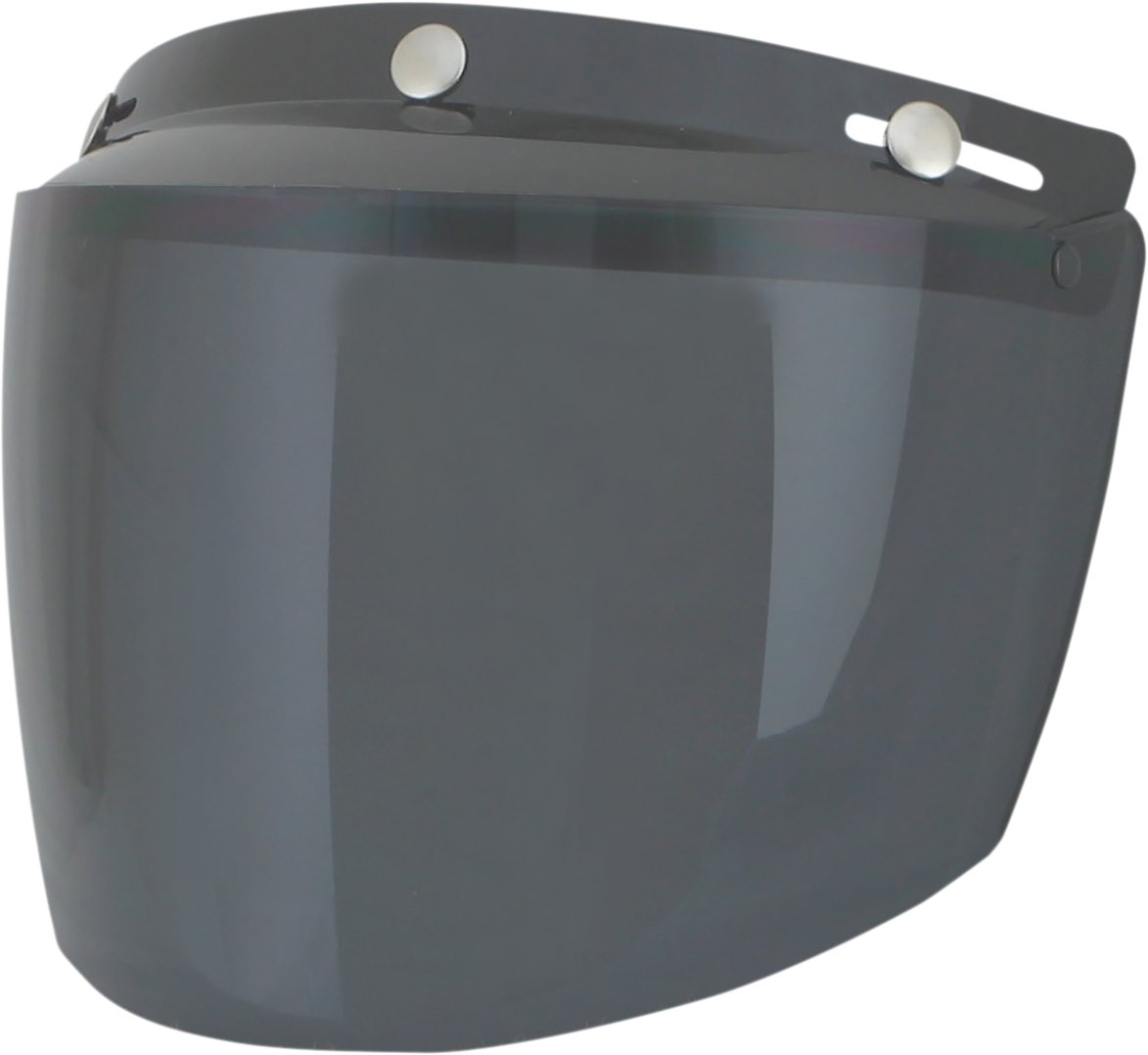 Bill's Exhausts AFX Vintage 3-Snap Shield flip-up dark smoke protective gear, showing the clear dark smoke visor in a closed position.