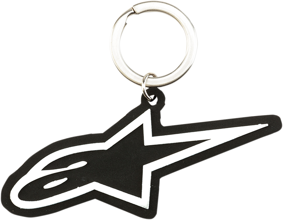 Black Alpinestars Key Fob from Bill's Exhausts, featuring protective gear branding and durable material.